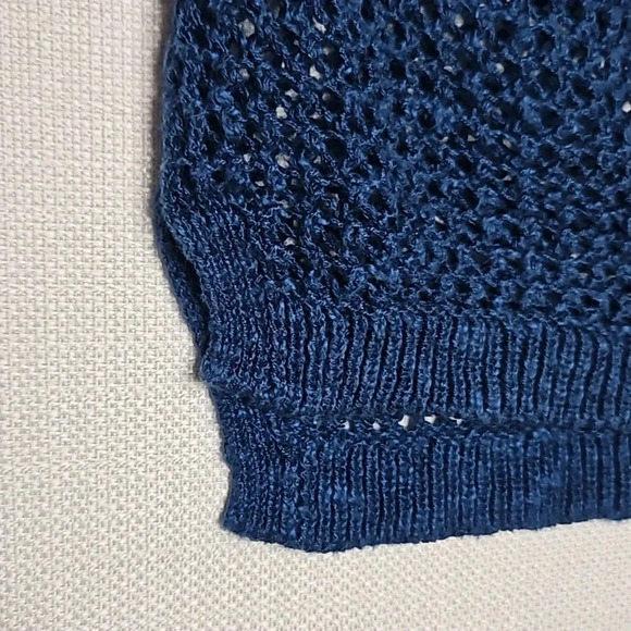 J. Jill Open Knit Sweater Teal Blue Linen Cotton Blend Women's Small - Picture 15 of 16